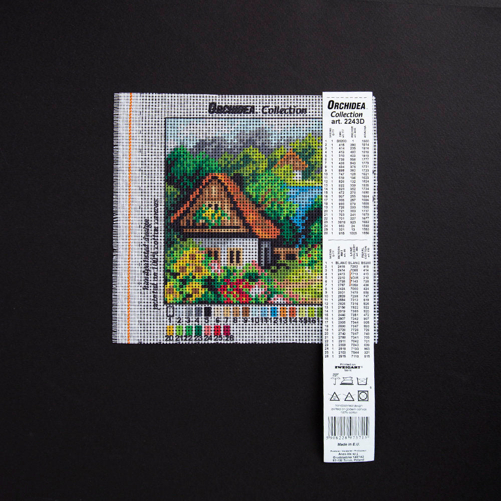 ORCHİDEA 15x15 cm Göl Kenarında Ev Baskılı Goblen 2243D-Summer